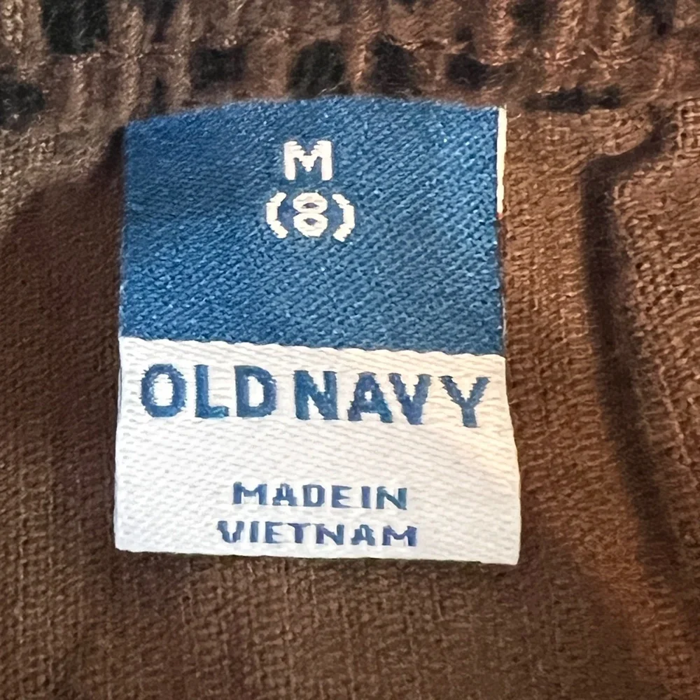 Old Navy Girls Size Medium/8 High-Waisted A-Line Brown Cheetah Corduroy Skirt‎